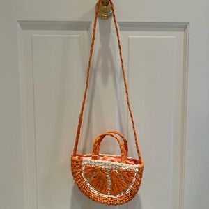 Zara kids straw orange slice purse. NWT.
